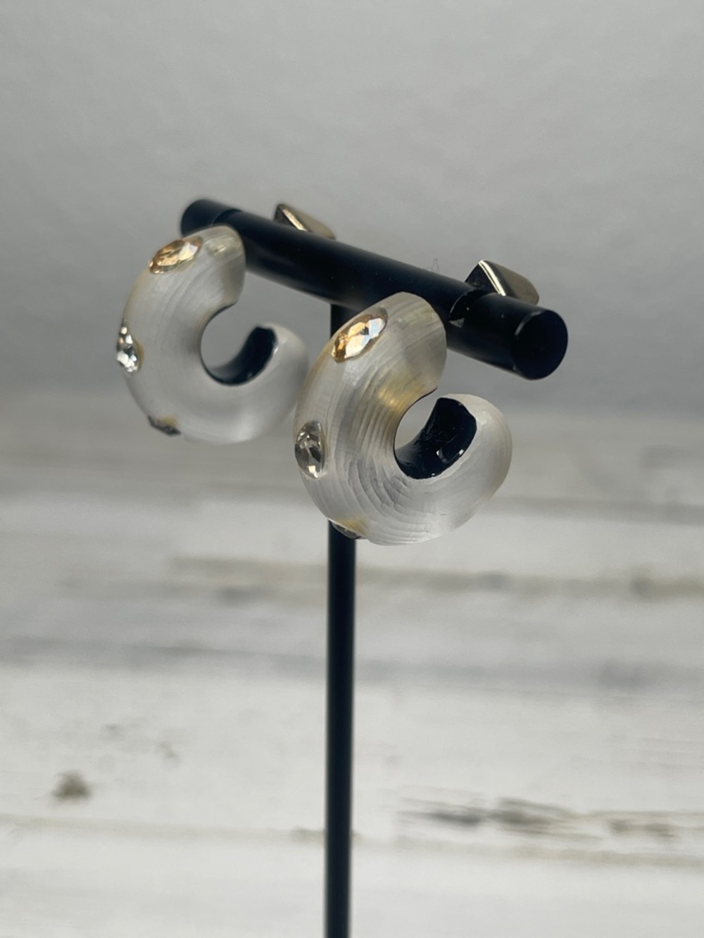 Alexis Bittar Frosted Gradient Lucite Crystal Hoop Earrings - Picture 2 of 6